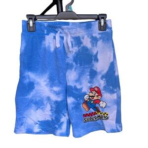Super Mario shorts boys size L 10/12 Blue Tie Dye